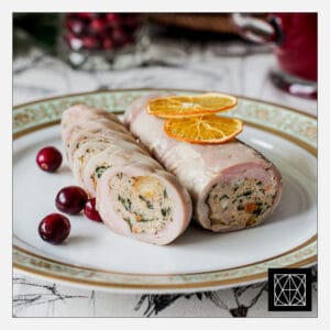 Vištienos vyniotinis su persikais