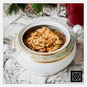 Troškinti kopūstai su baravykais