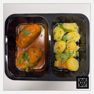 Tinginių balandėliai, pateikiami su keptomis bulvėmis